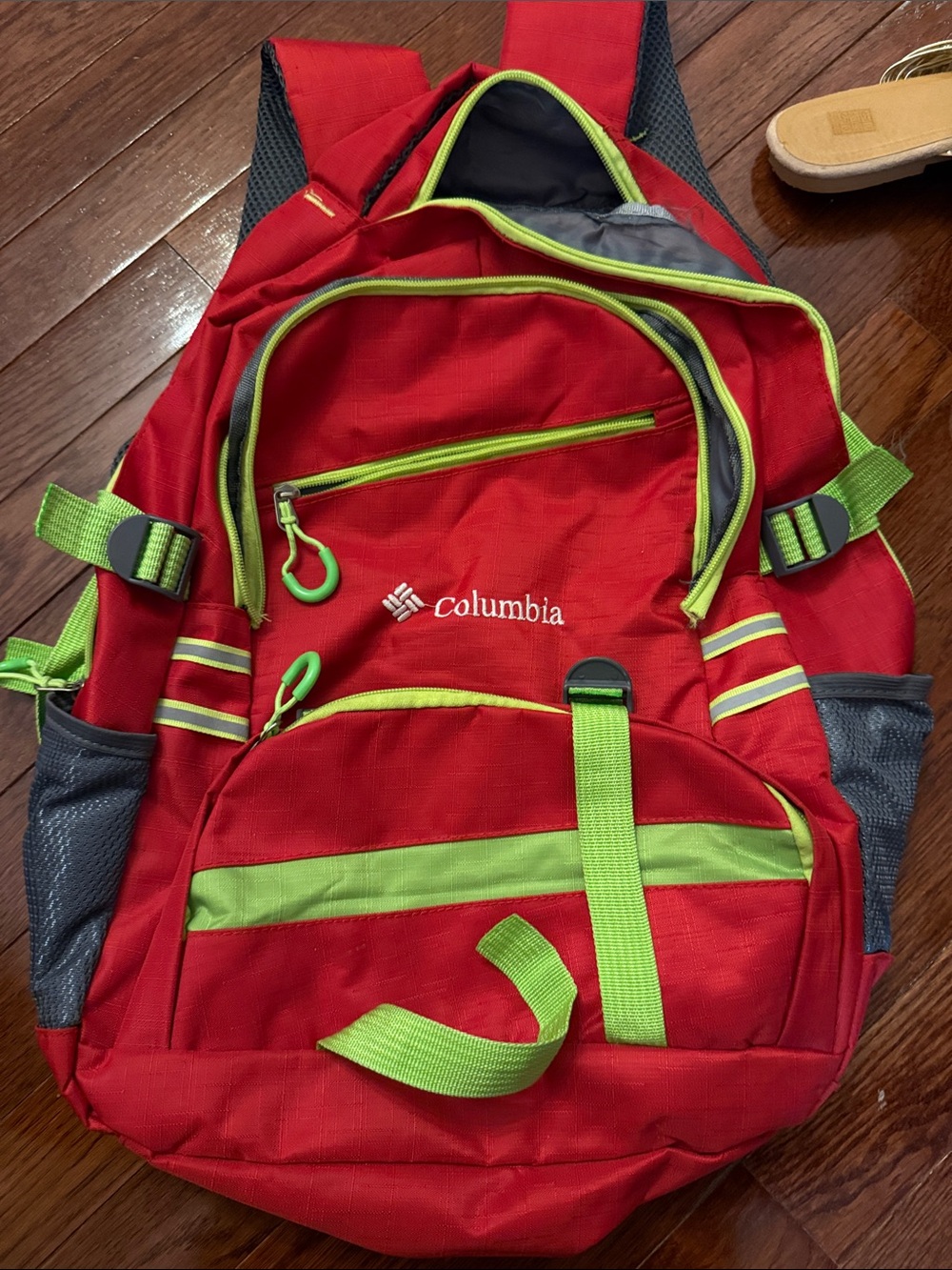 Columbia Red Backpack with Lime Accents